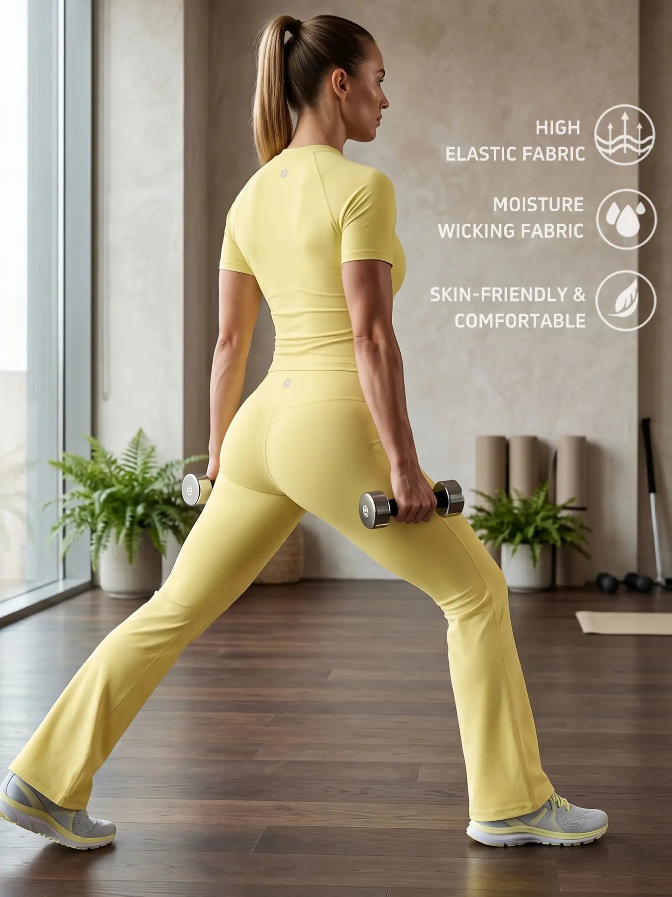 Uncia Active Activewear Women'S Sports Sweat Suit, Moisture-Wicking 2 Pcs Set with Raglan Sleeve Top and High-Waist Flared Pants for Gym Yoga