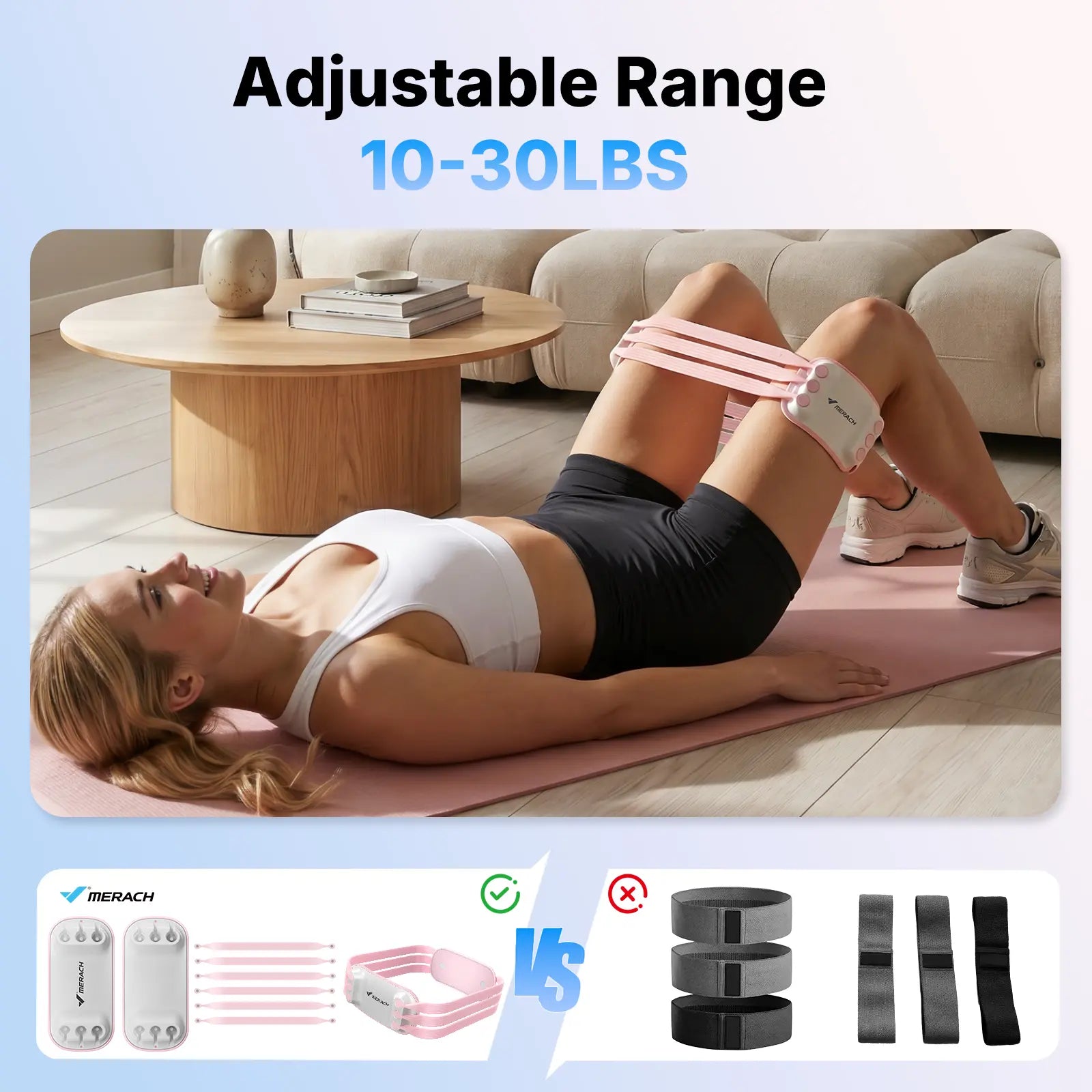 Merach Resistance Bands for Legs and Butt Exercise Loop Bands Yoga, Pilates, Rehab, Fitness and Home Workout, Strength Bands for Booty Resistance Loop Exercise Bands Hiplifter
