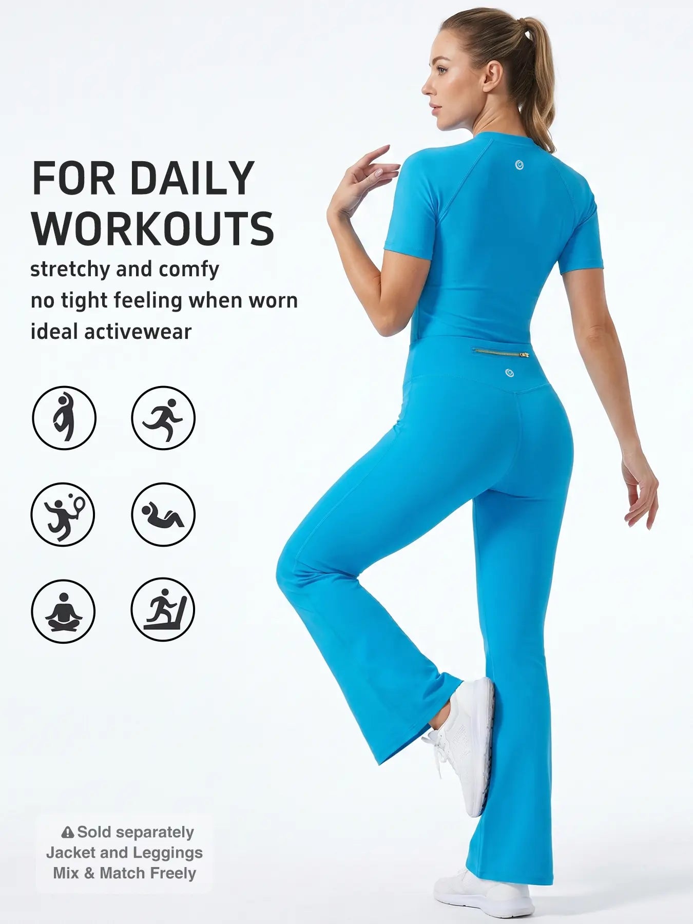 Uncia Active Activewear Women'S Sports Sweat Suit, Moisture-Wicking 2 Pcs Set with Raglan Sleeve Top and High-Waist Flared Pants for Gym Yoga